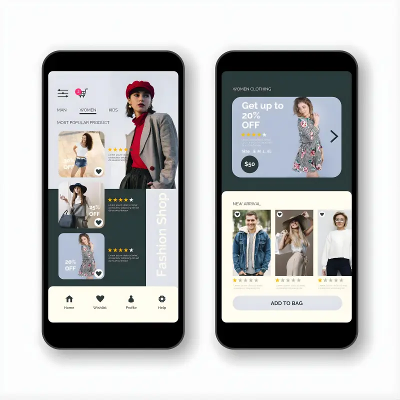 Mockup de laptop con tienda online ecommerce moderna optimizada para ventas digitales.