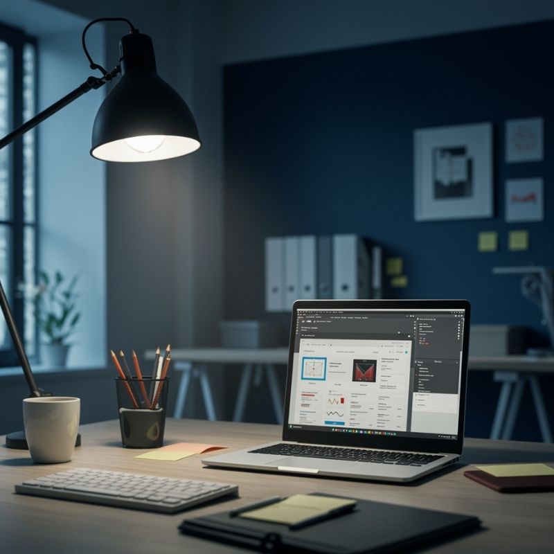 Agencia de diseño web profesional creando página web en laptop