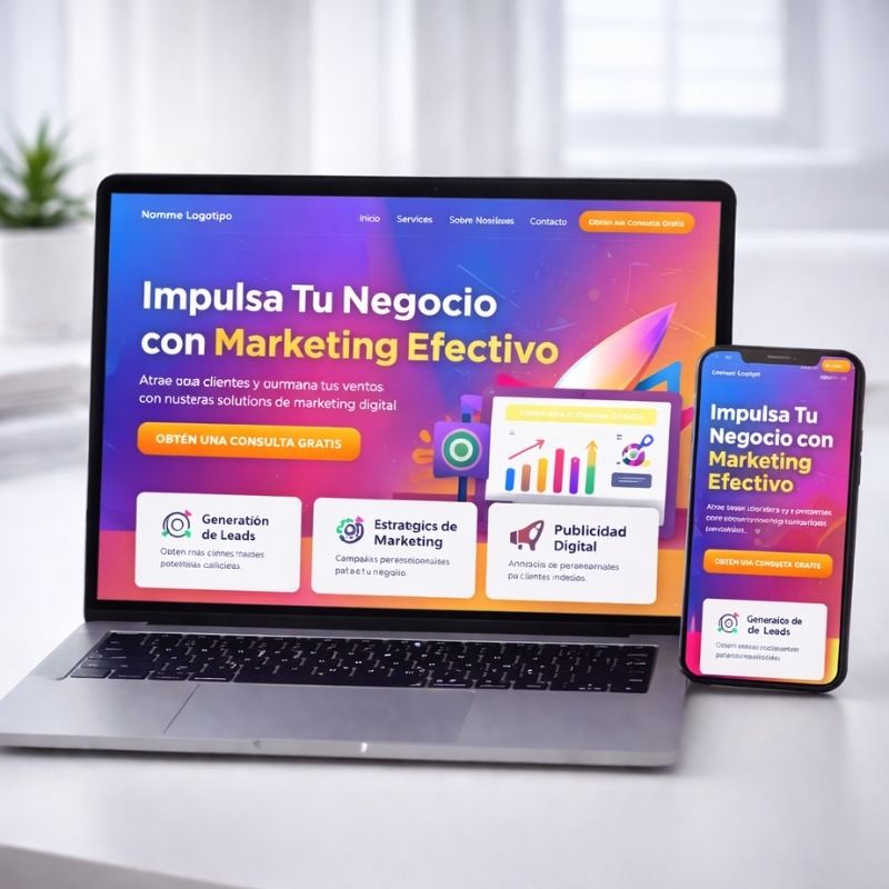 Landing page profesional diseñada para captar clientes y generar conversiones.